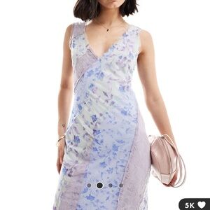 lavender and blue floral maxi dress